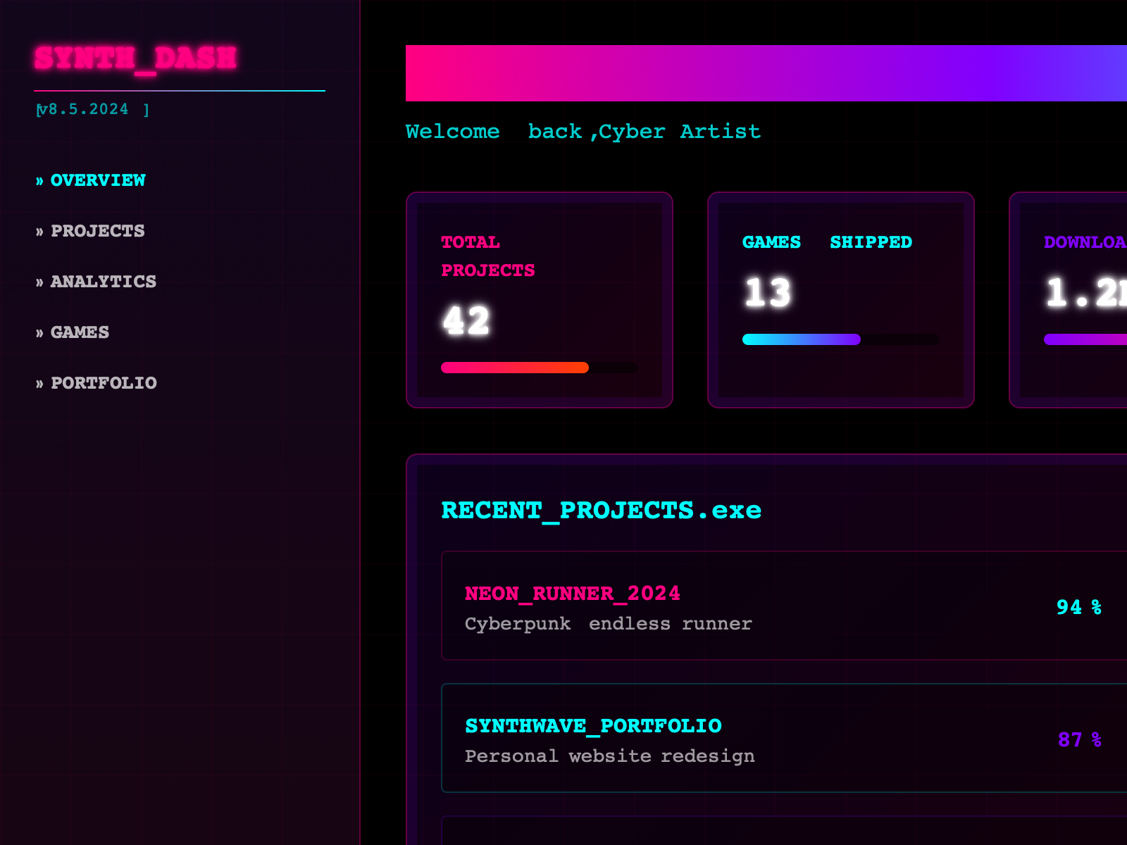Preview for Neon Retro Style Dashboard UI