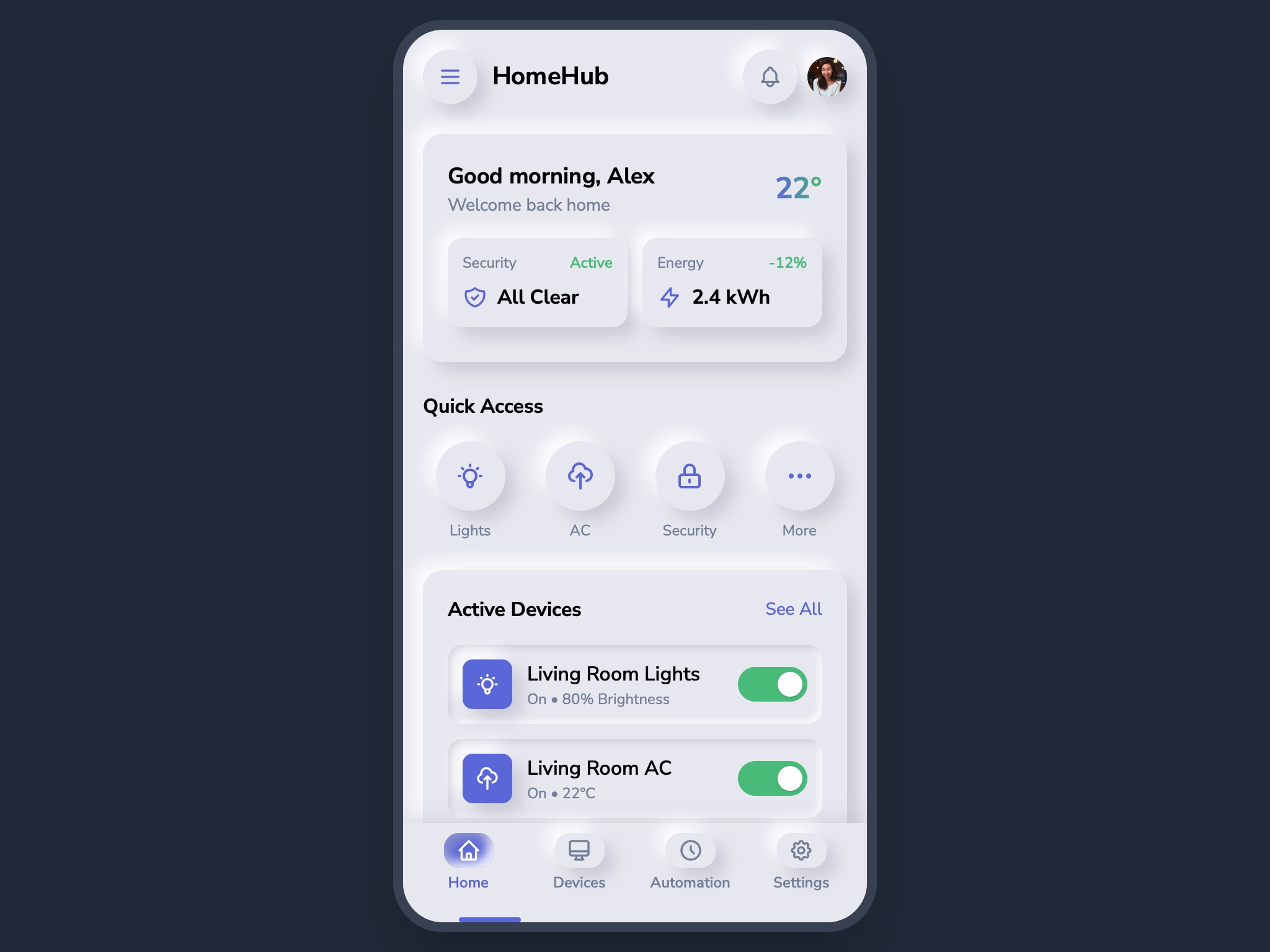 Preview for Smart Home Control Dashboard