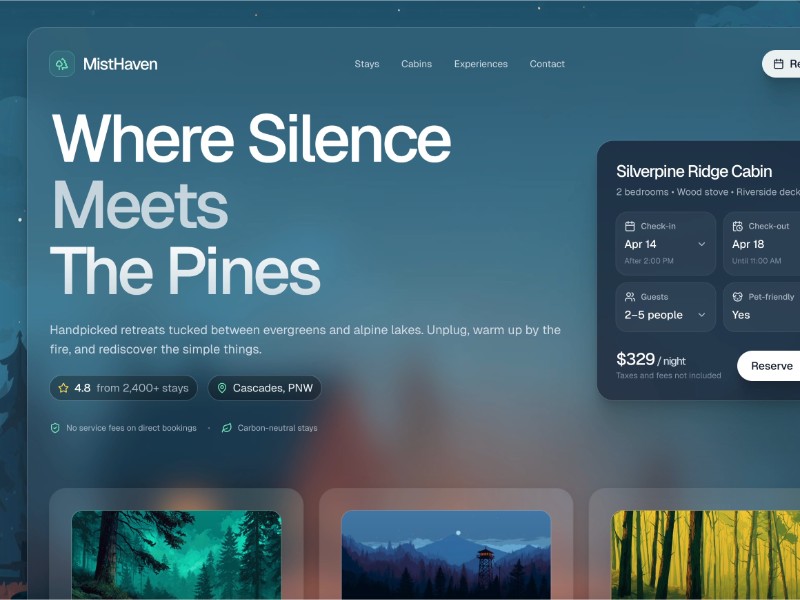 Preview for Wilderness Escape Booking UI