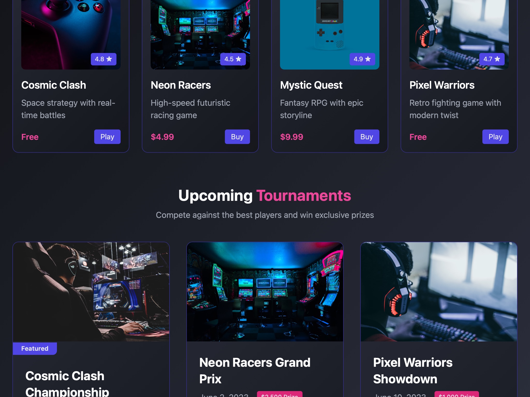 Preview for Gaming Platform Interface