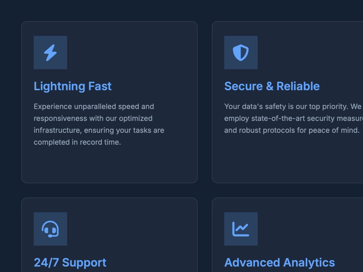 Preview for Feature Section with Dark Theme