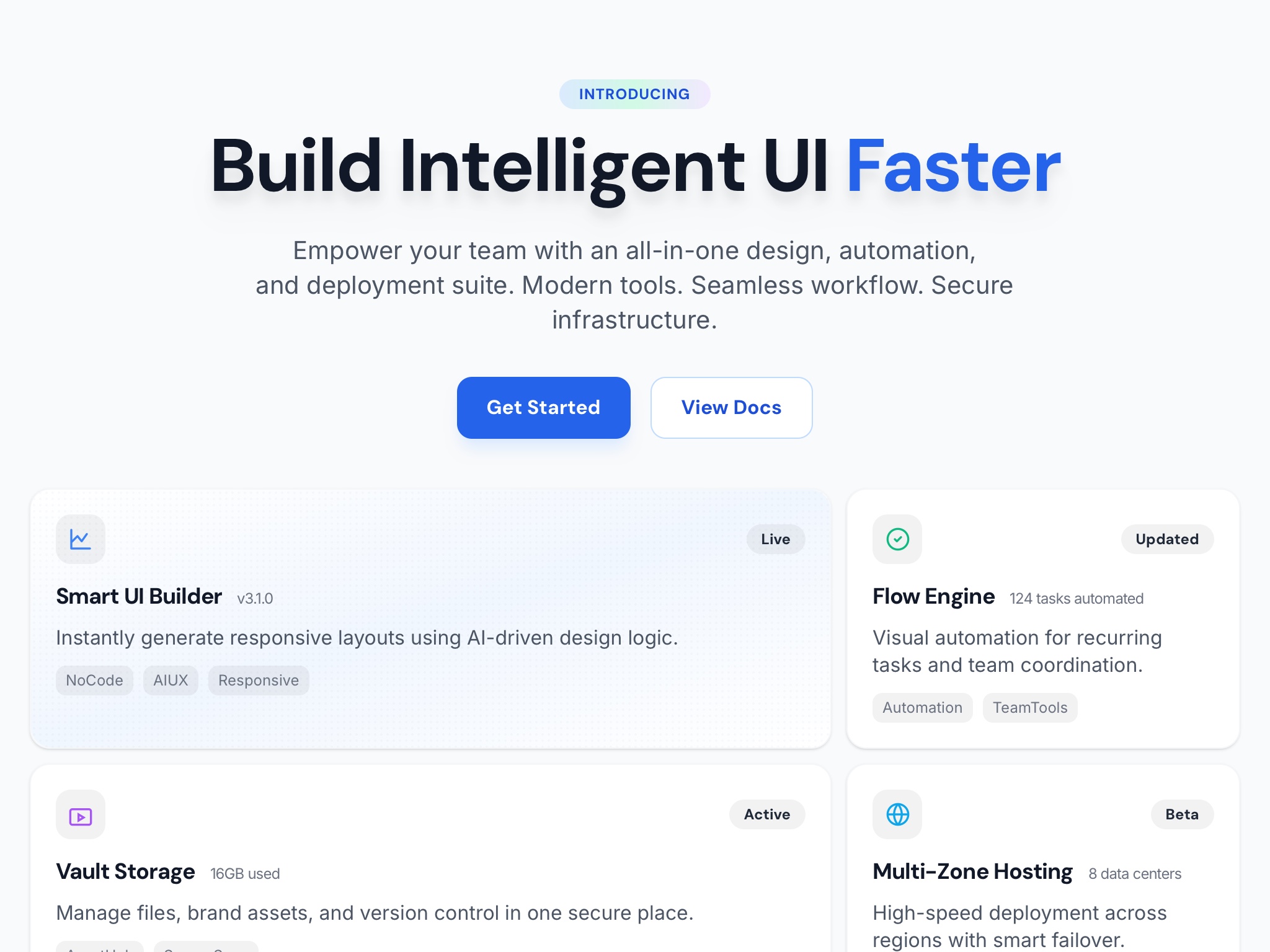Preview for Hero Section with Bento Grid UI