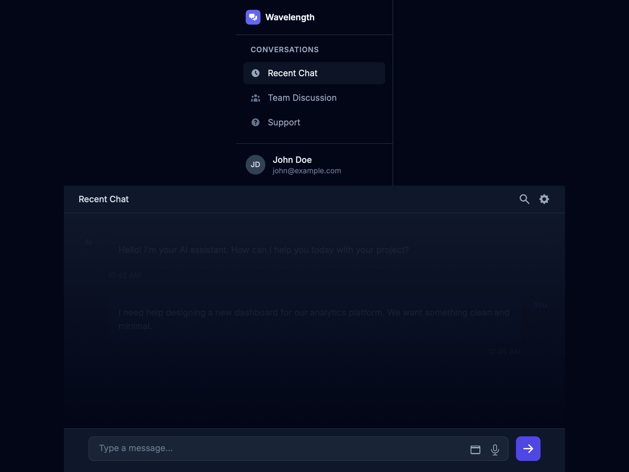 Preview for Chat Interface with Sidebar Menu