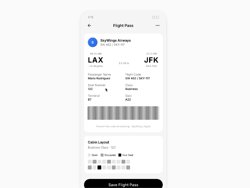 Preview for Flight Pass Mobile UI Layout