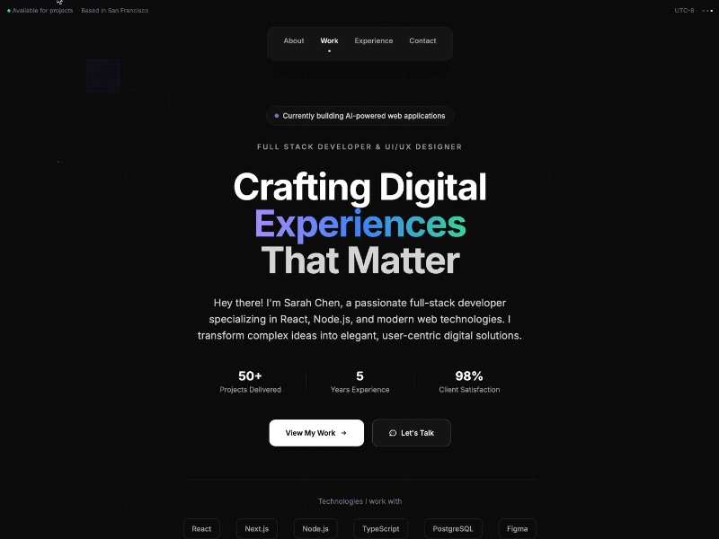 Preview for Developer Portfolio Landing Page
