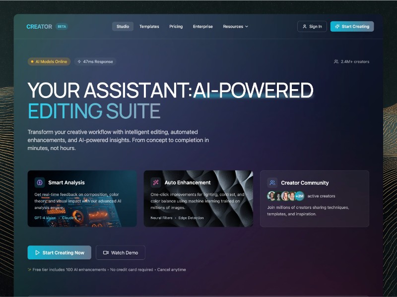 Preview for AI Creative Suite Interface