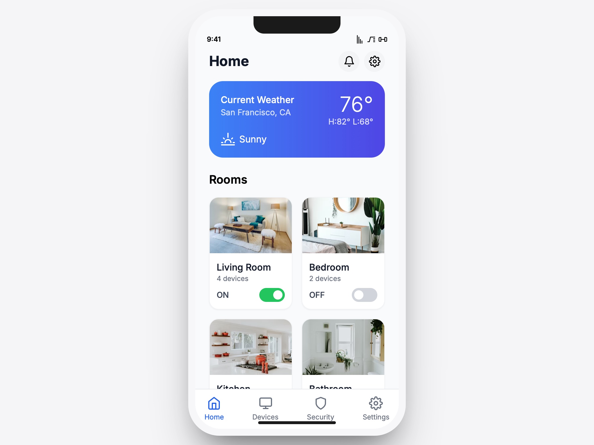 Preview for Smart Home Control Interface