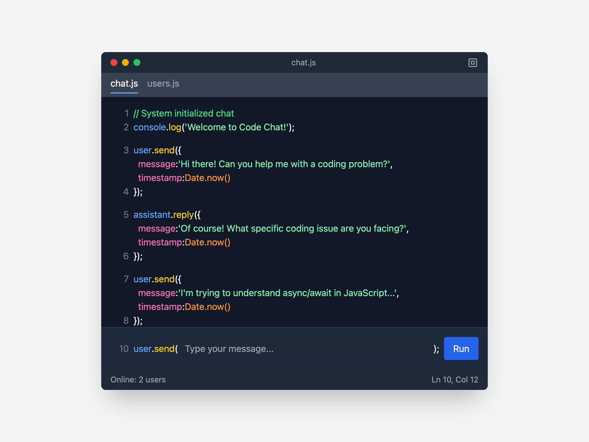 Preview for Tailwind CSS Code Chat Modal UI
