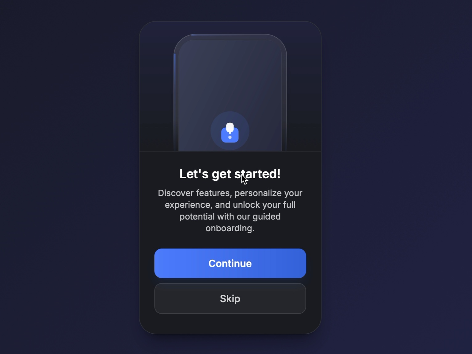 Preview for Mobile Onboarding Screen UI