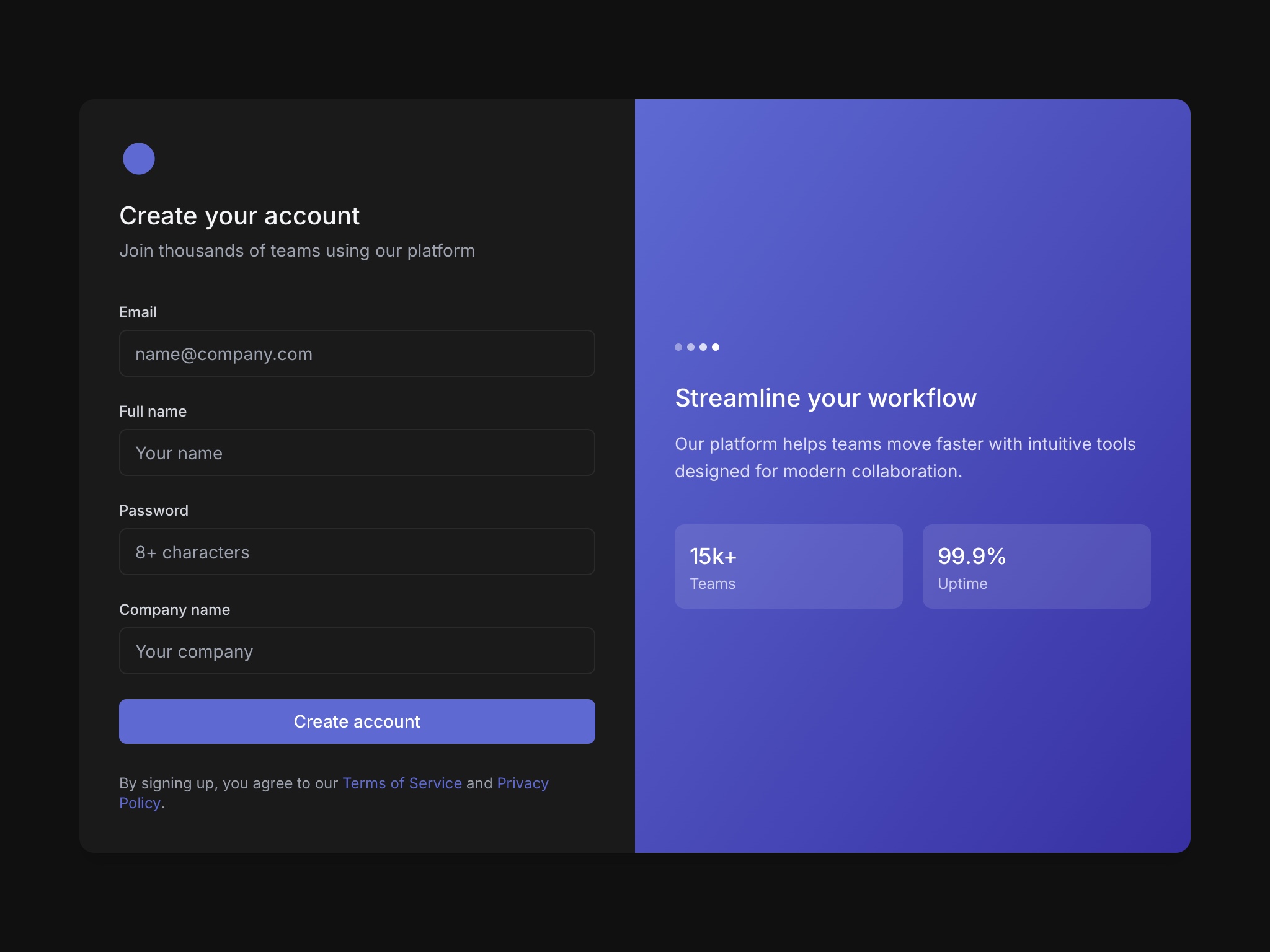 Preview for User Account Registration Form