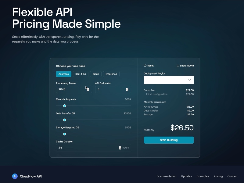 Preview for API Pricing Calculator Interface