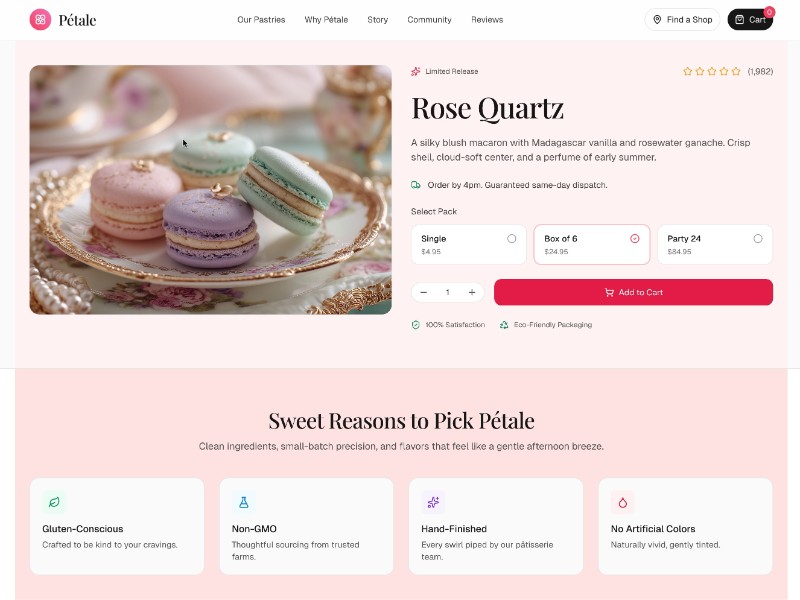 Preview for Pétale Macaron Shop Landing Page Template