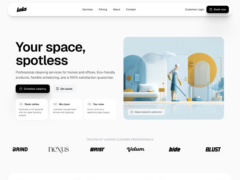 Preview for Lala Cleaning Services Landing Page Template