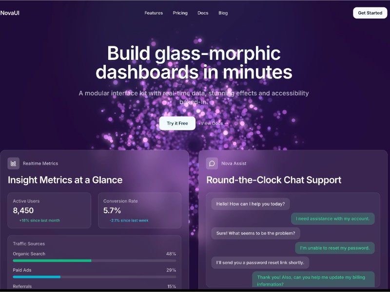 Preview for Glassmorphic Dashboard Interface