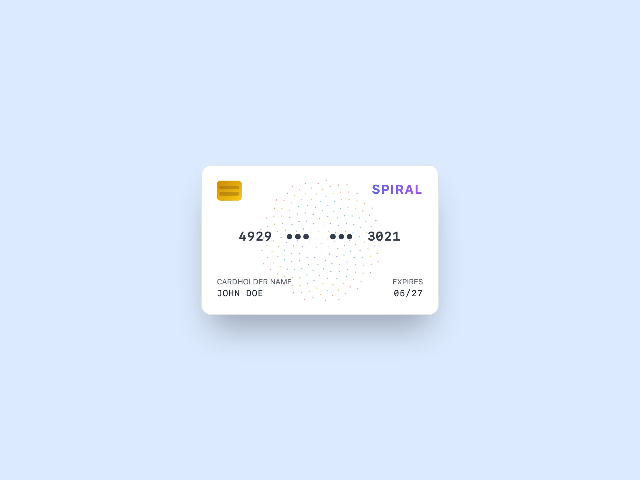 Preview for Credit Card UI with Spiral Background