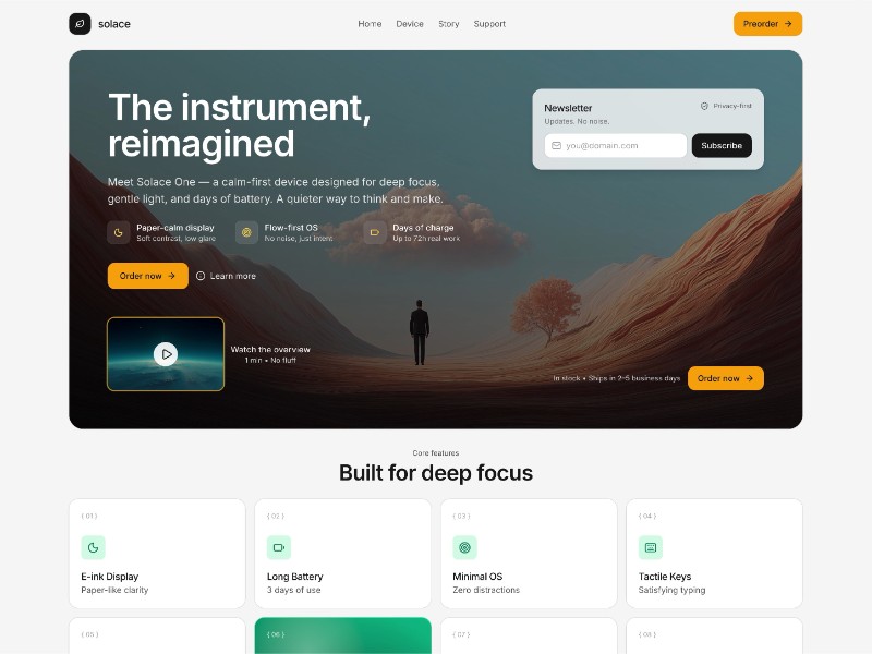 Preview for Solace One Device Landing Page Template