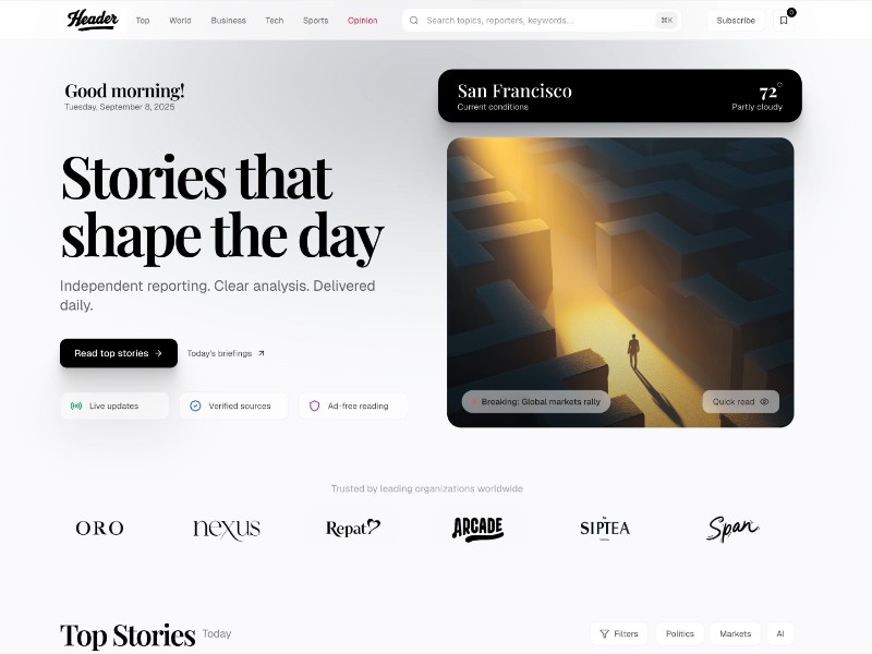 Preview for News & Analysis Landing Page Template