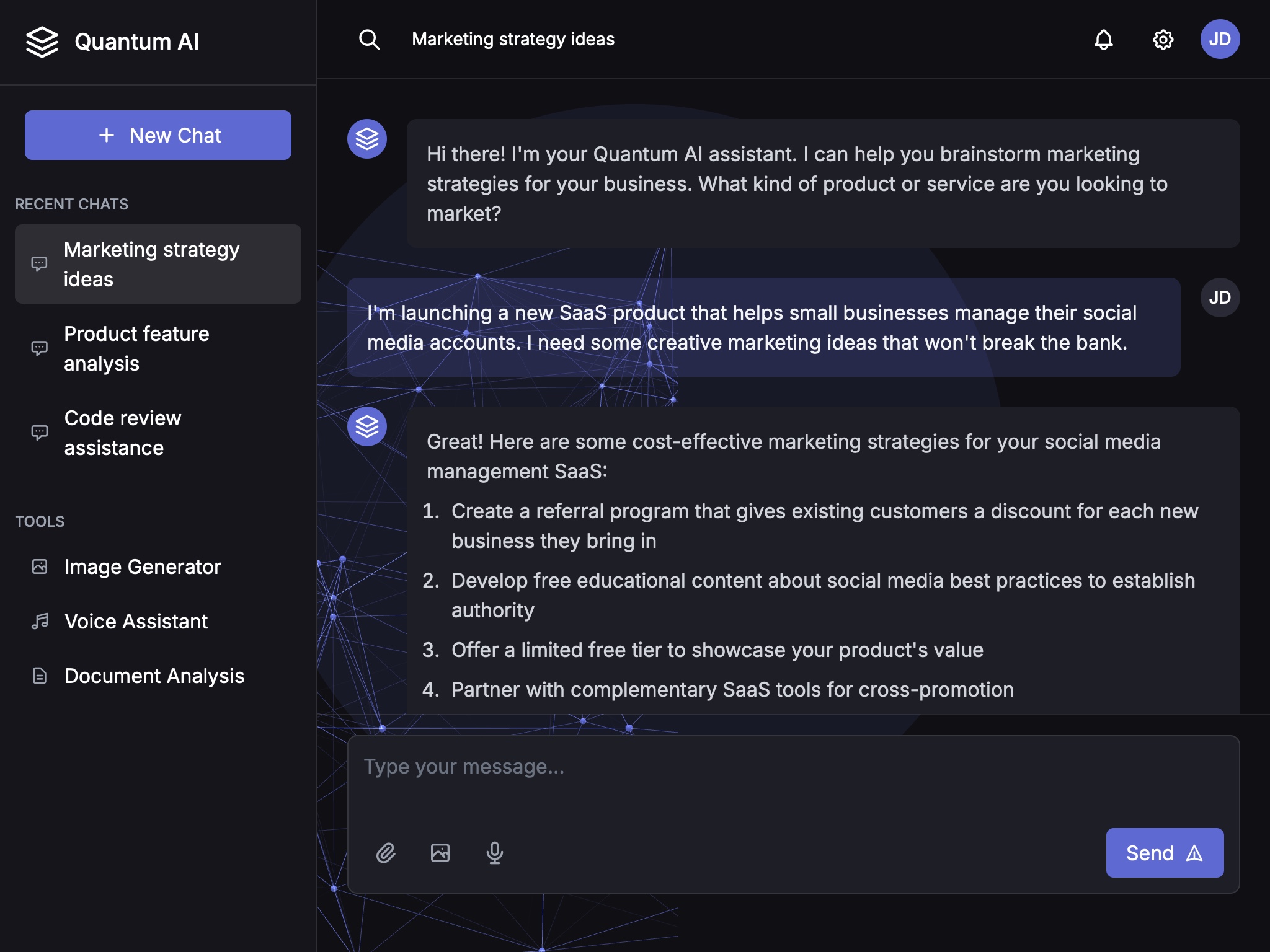 Preview for AI Chat Interface with Sidebar