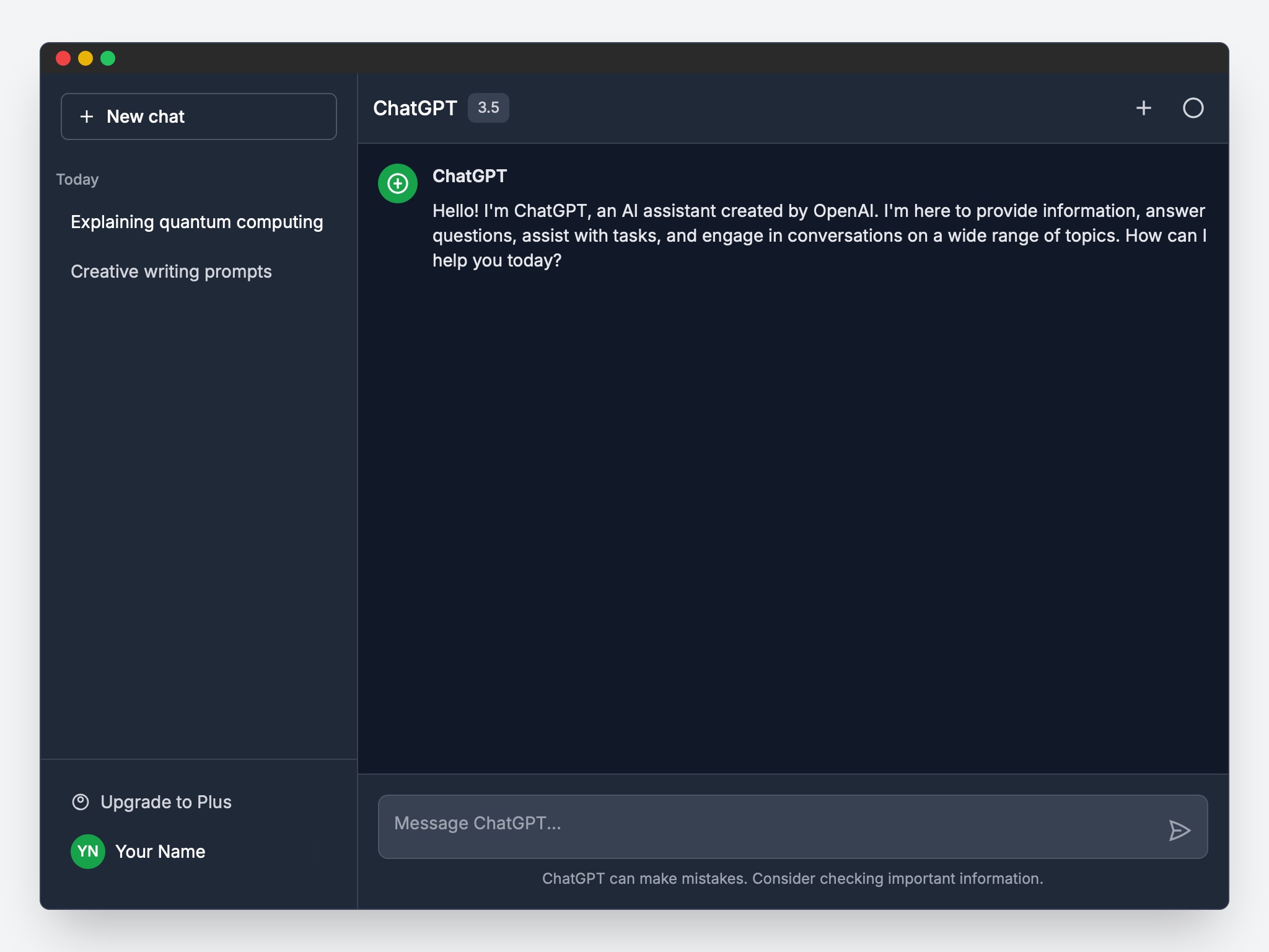 Preview for AI Chat Interface with Sidebar