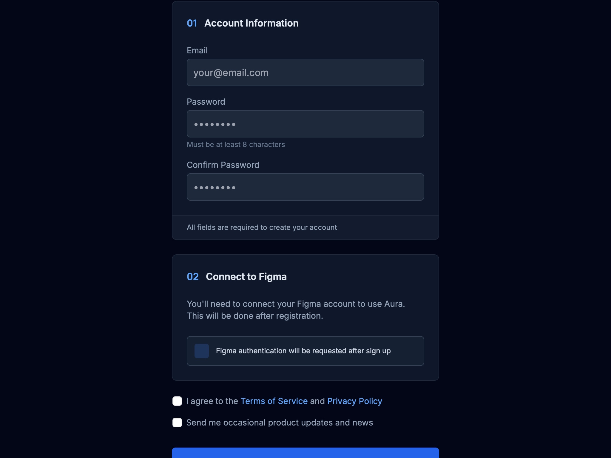 Preview for User Account Registration Form