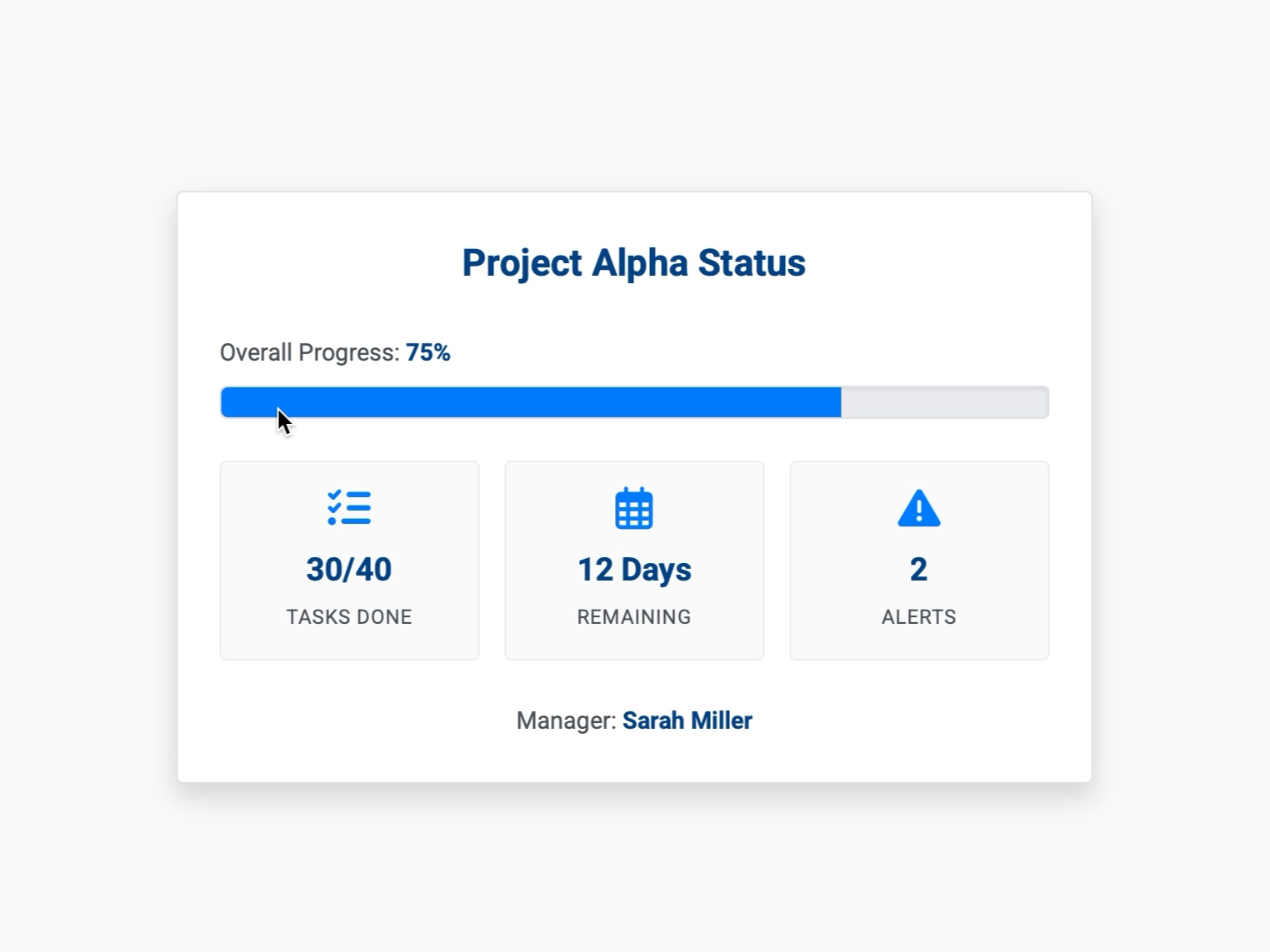 Preview for Project Progress Dashboard UI