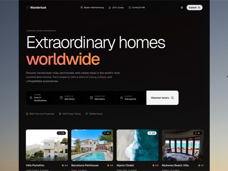 Preview for Luxury Stays Hero Section