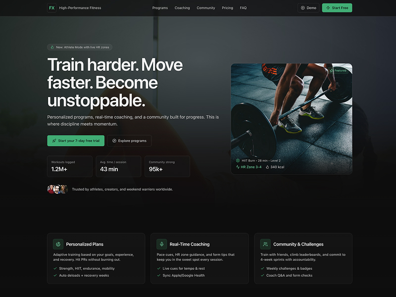 Preview for Fitness Training Landing Page