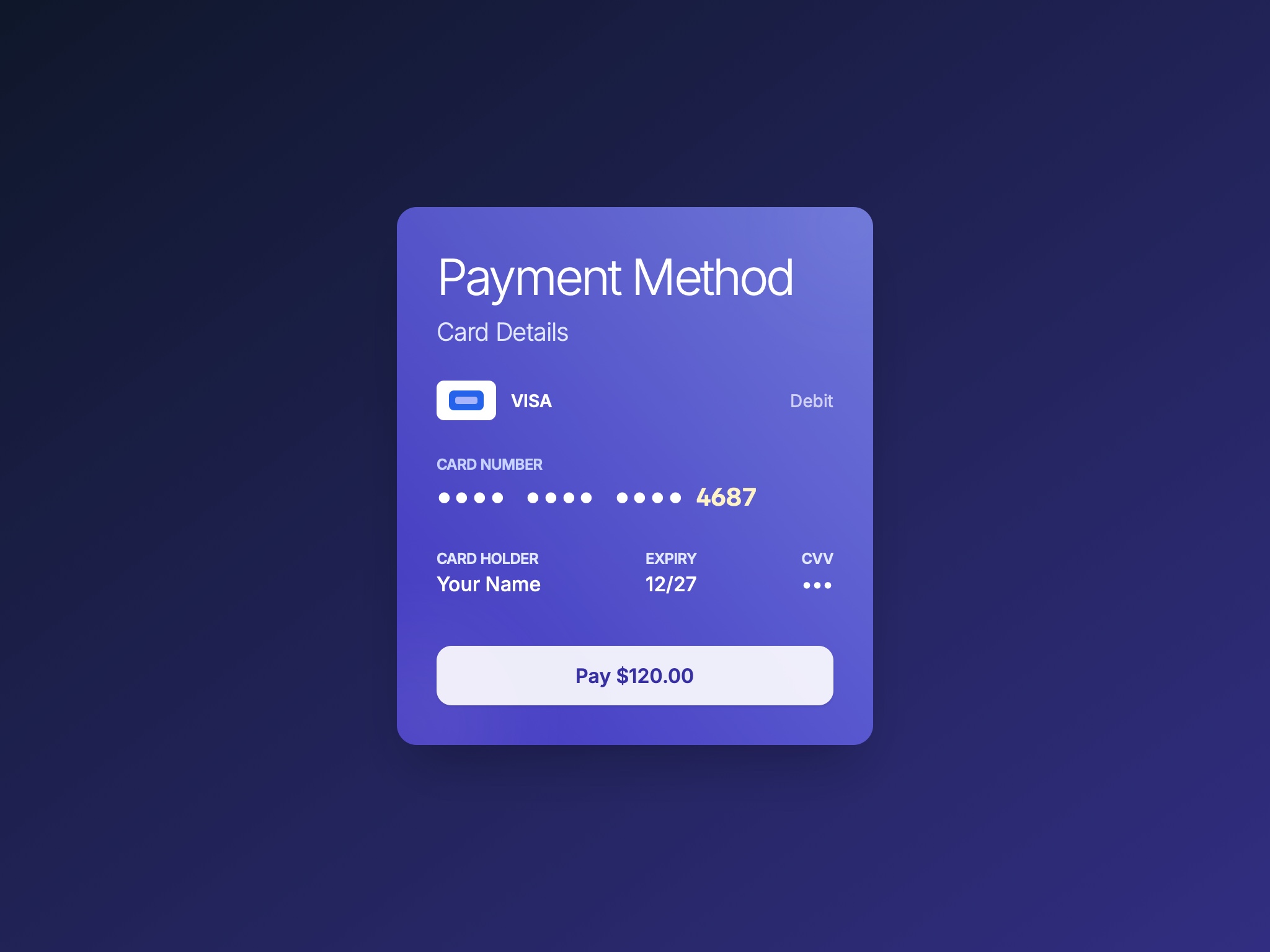 Preview for Payment Card UI with Details