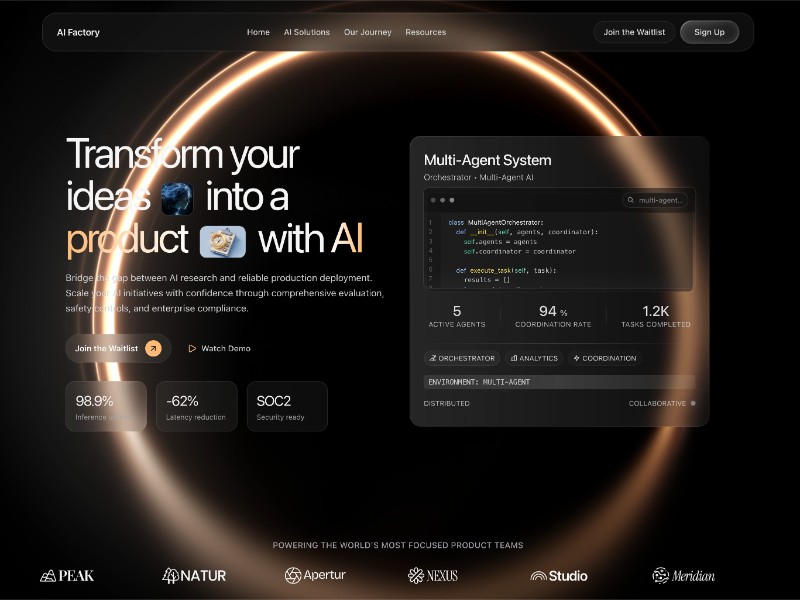 Preview for AI Factory Landing Page Template