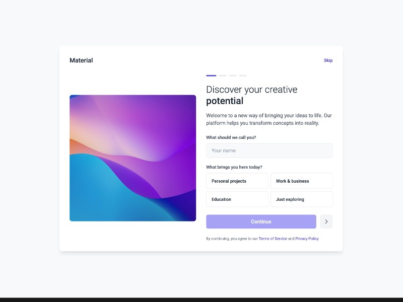 Preview for User Onboarding Form Interface