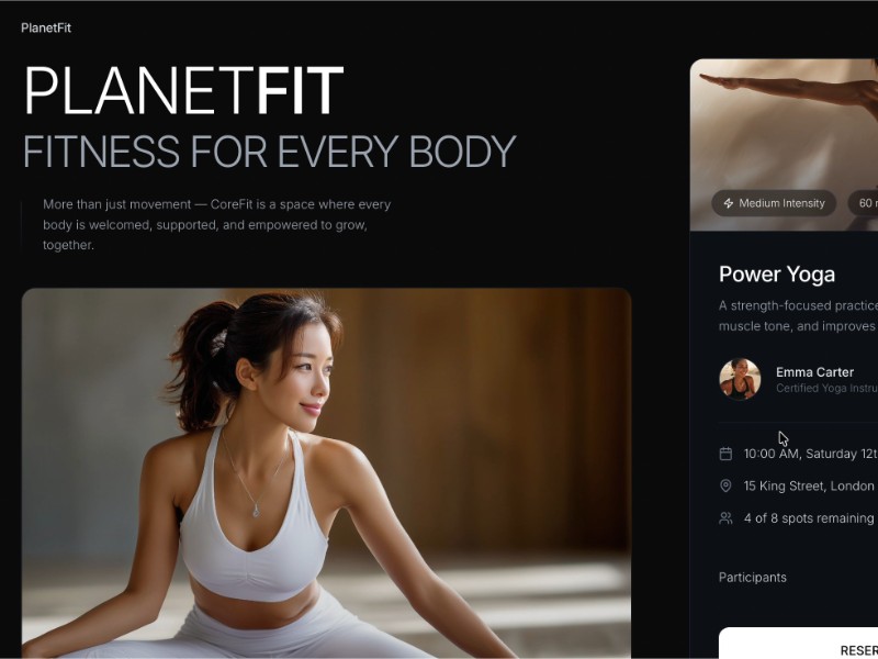Preview for Fitness Class Booking Interface