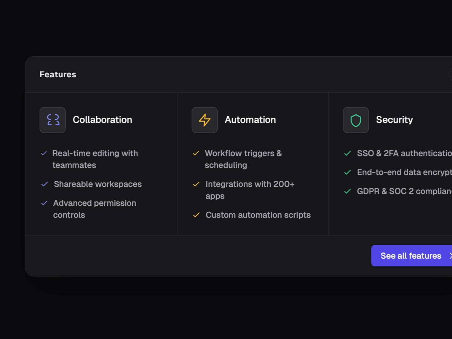 Preview for Features Menu Popover UI