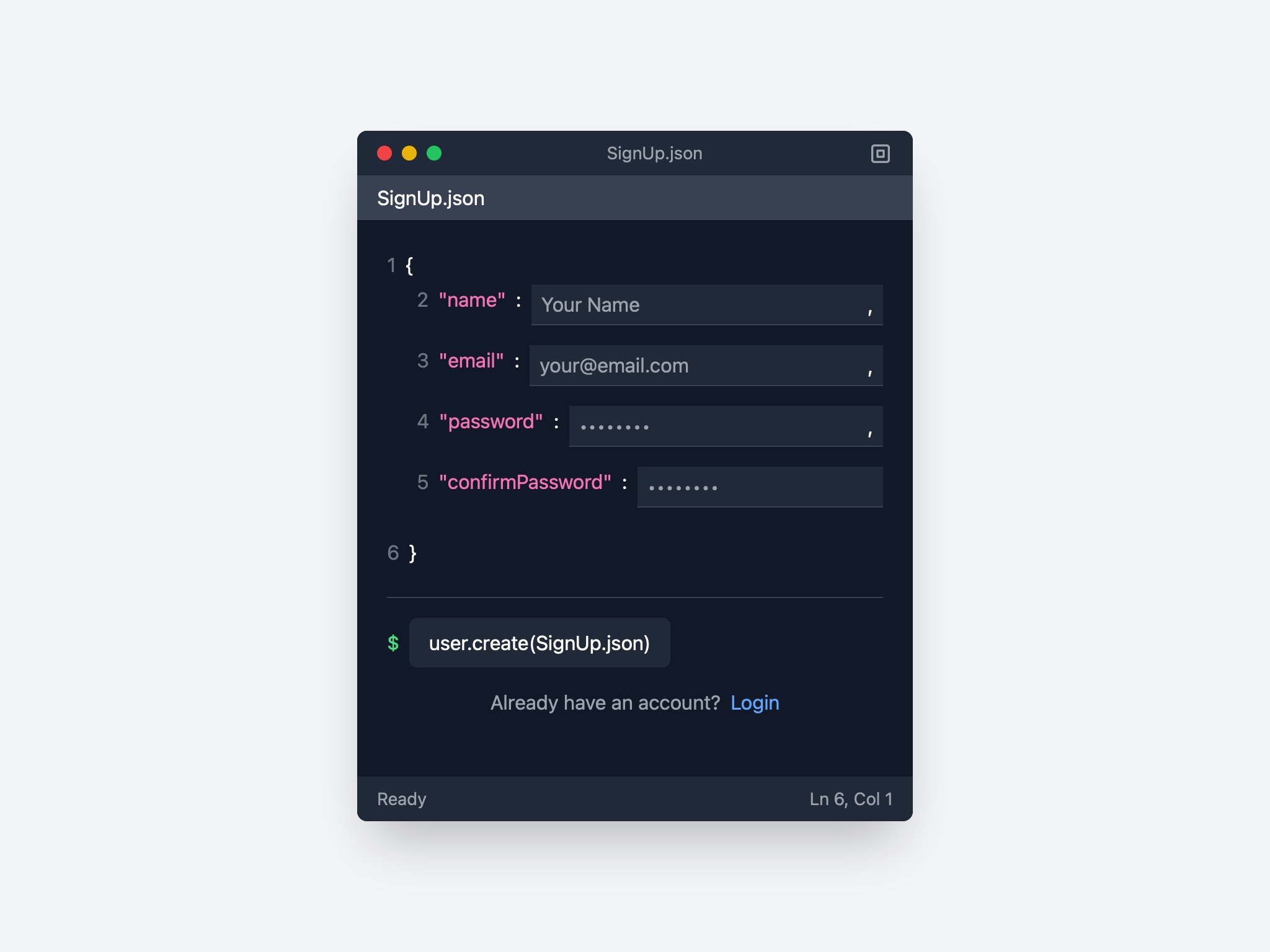 Preview for Sign Up Form in Code Editor UI