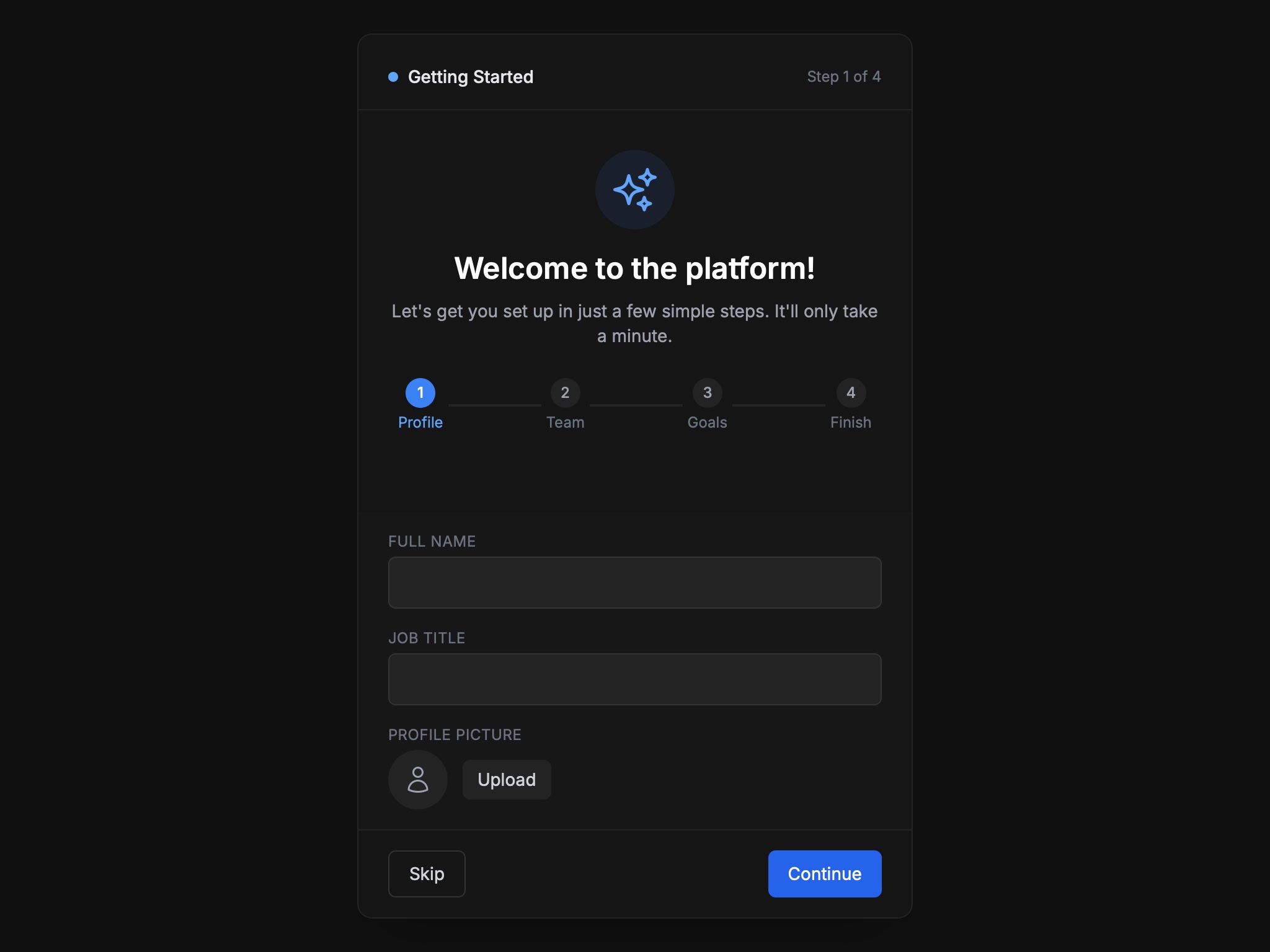 Preview for Multi-step Onboarding Interface