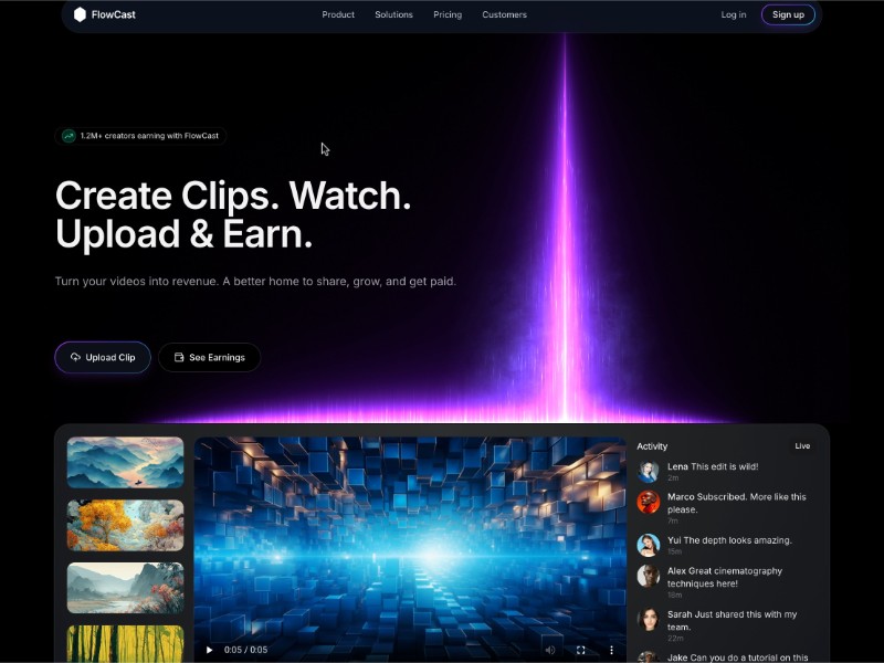 Preview for FlowCast Video Creator Landing Page Template