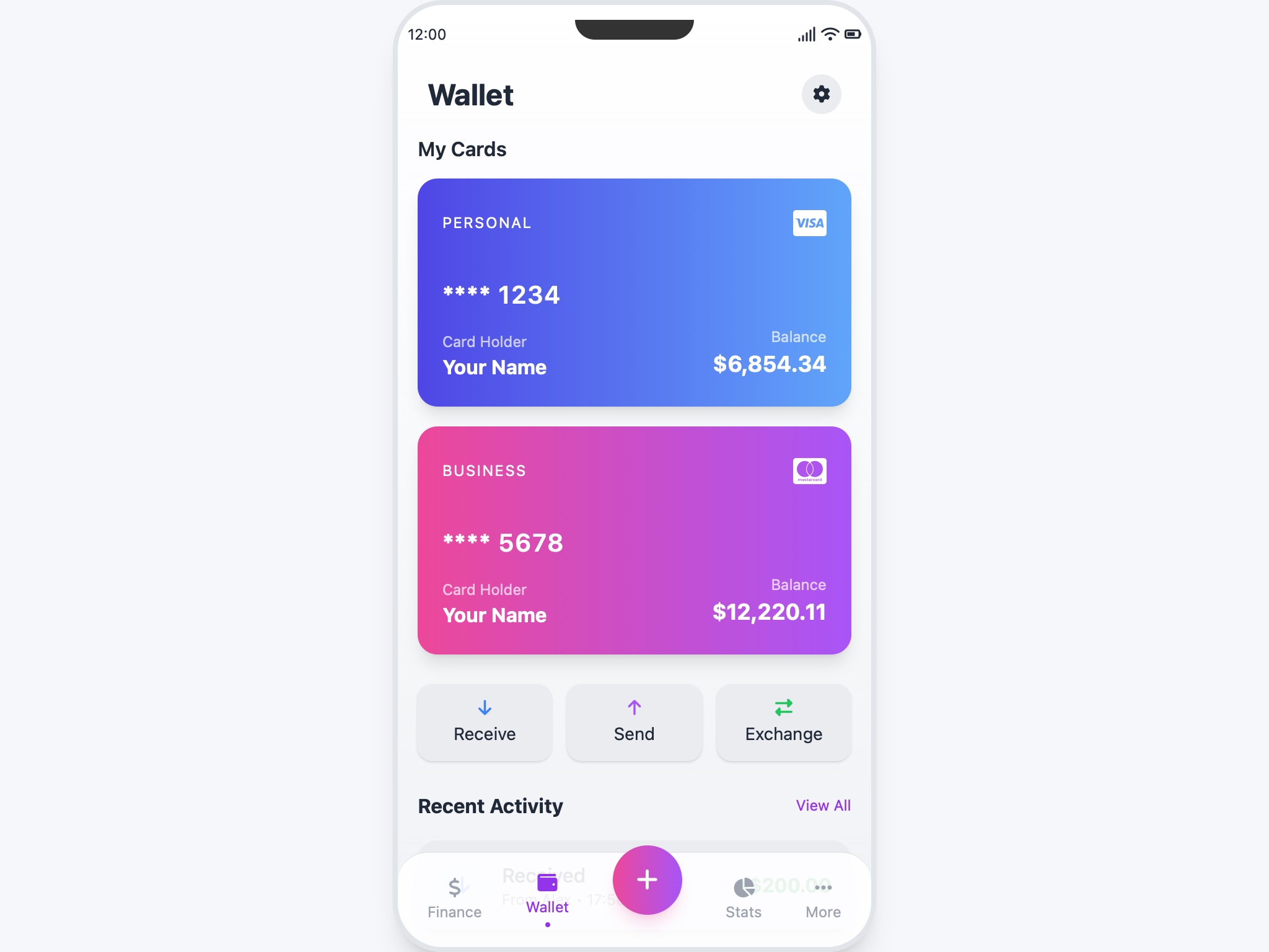 Preview for Mobile Wallet Interface Layout