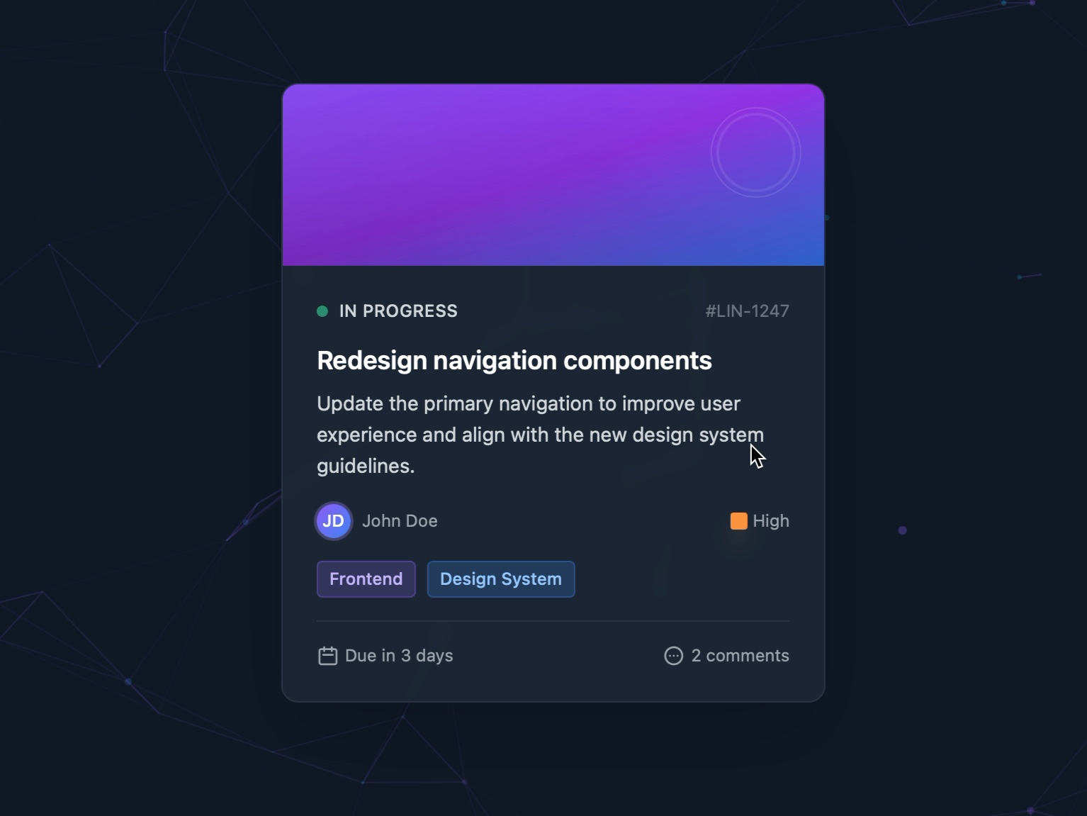 Preview for Task Management Card with Particles