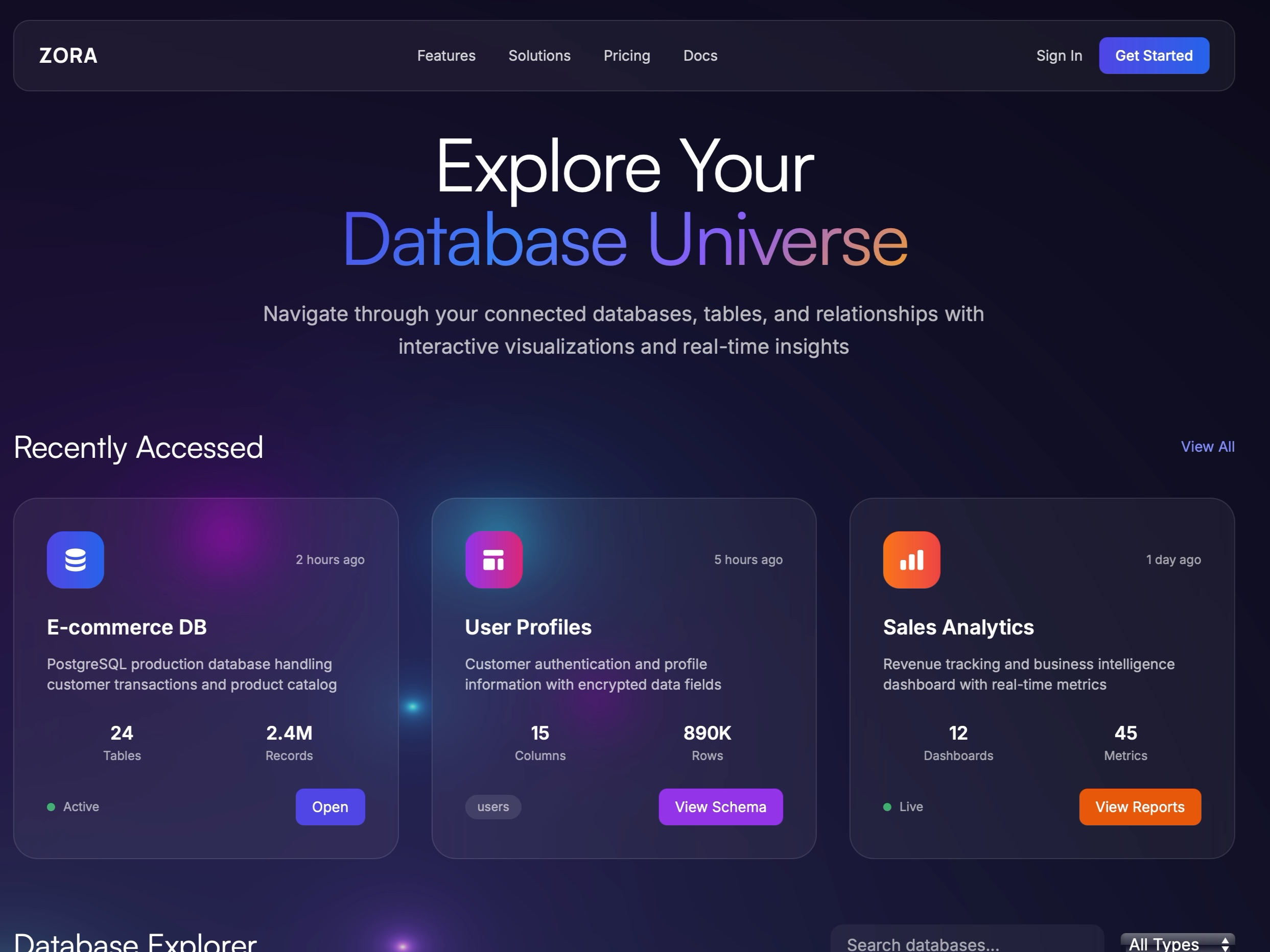 Preview for Database Schema Explorer UI