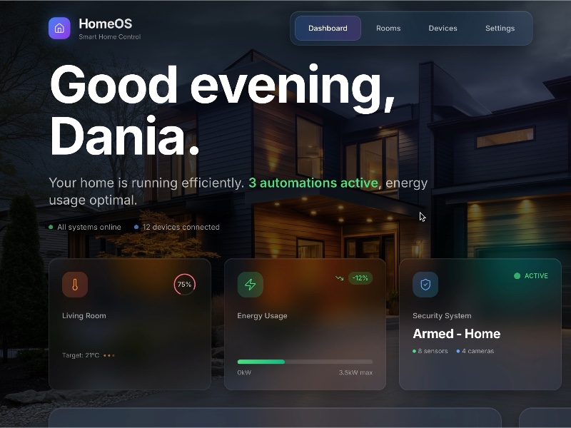Preview for Dashboard UI with Glassmorphism