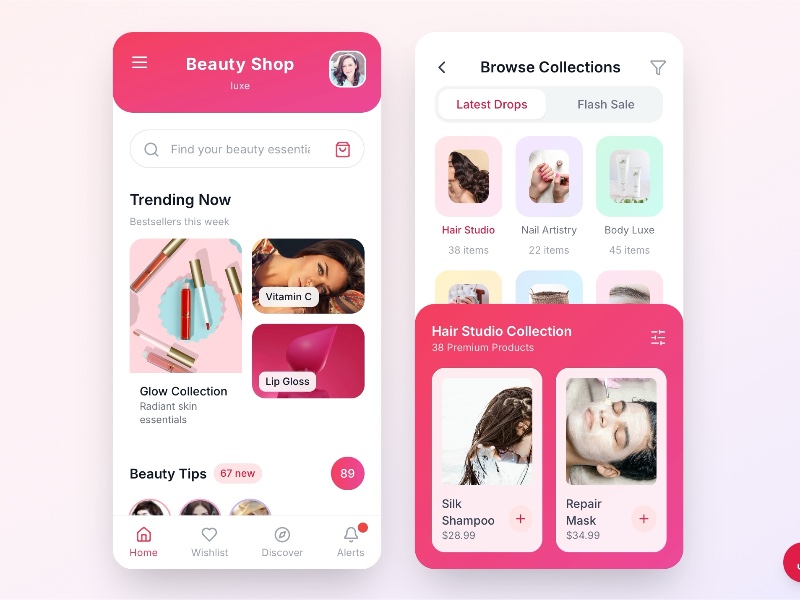 Preview for Mobile Beauty Shop Interface