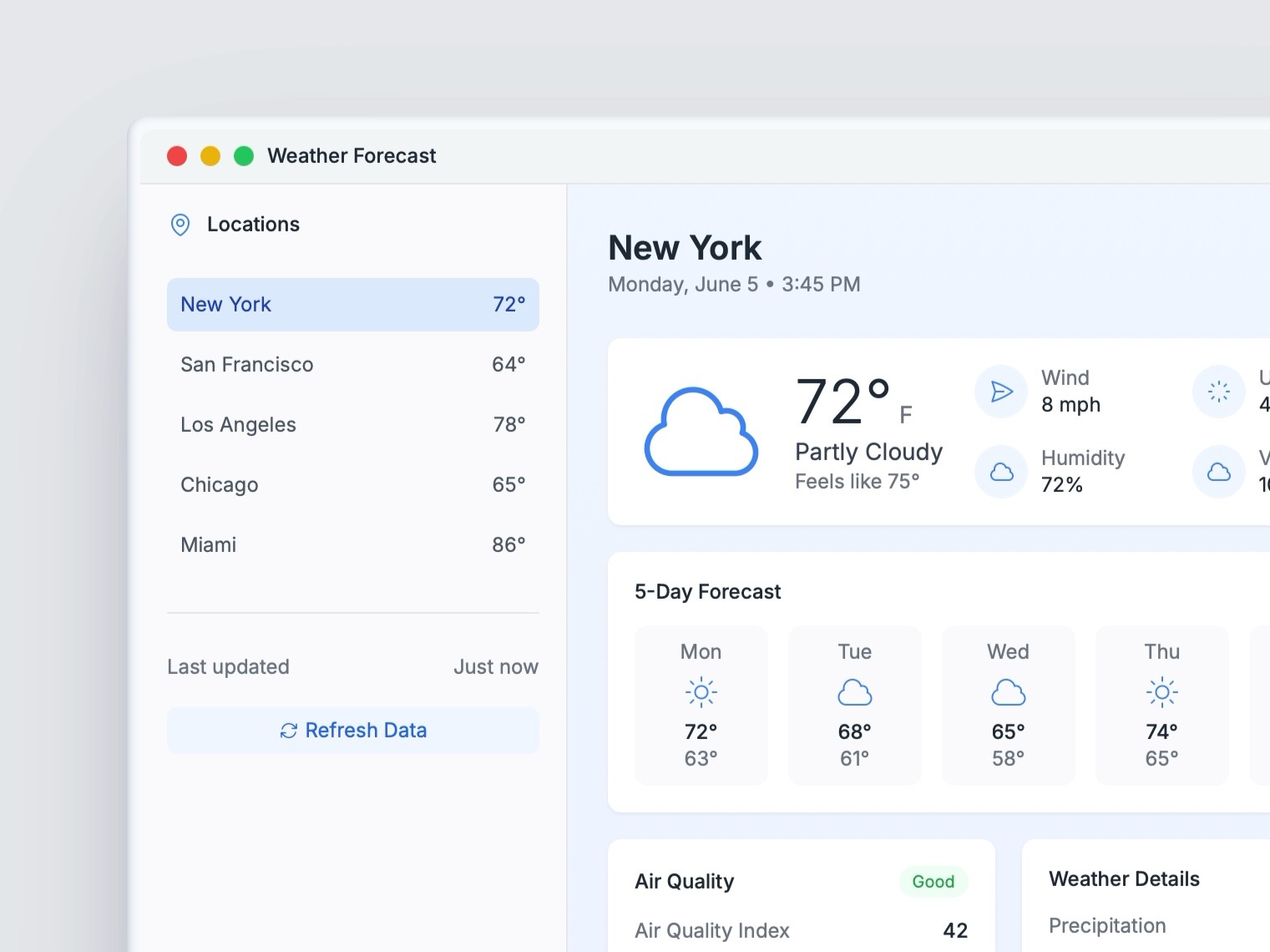 Preview for Weather Forecast Dashboard UI