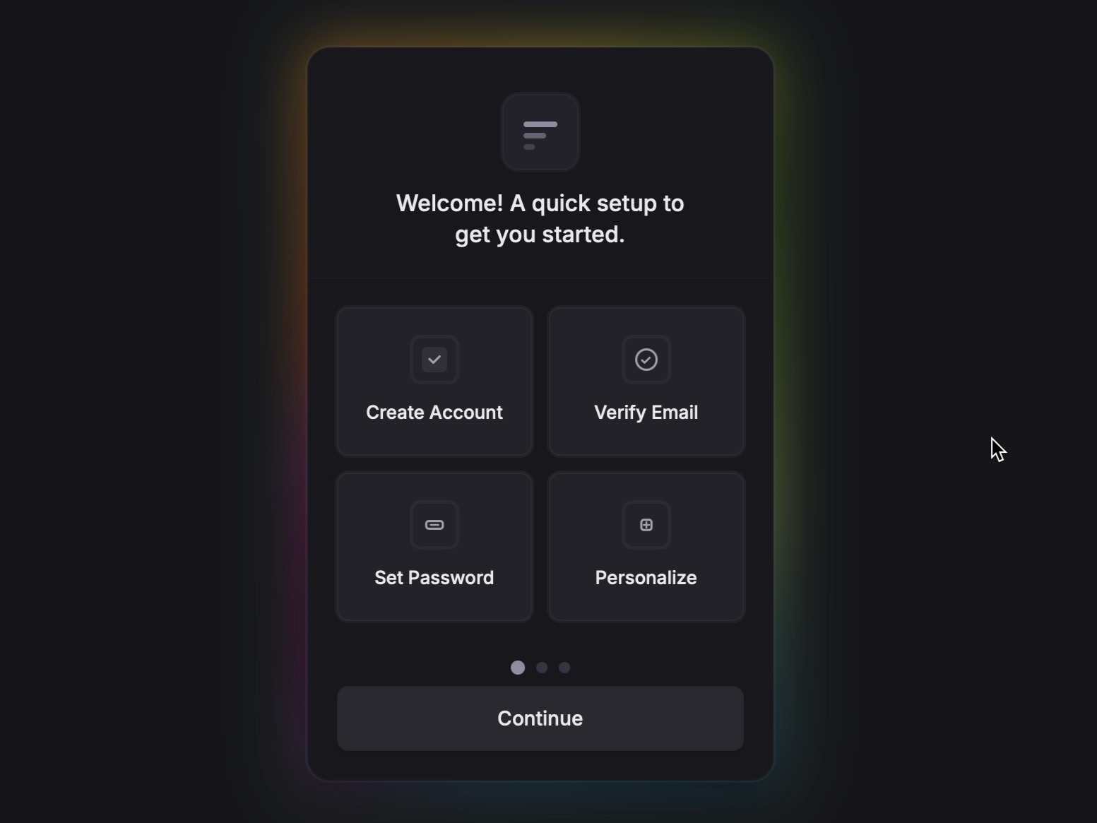 Preview for Onboarding Setup Progress Card