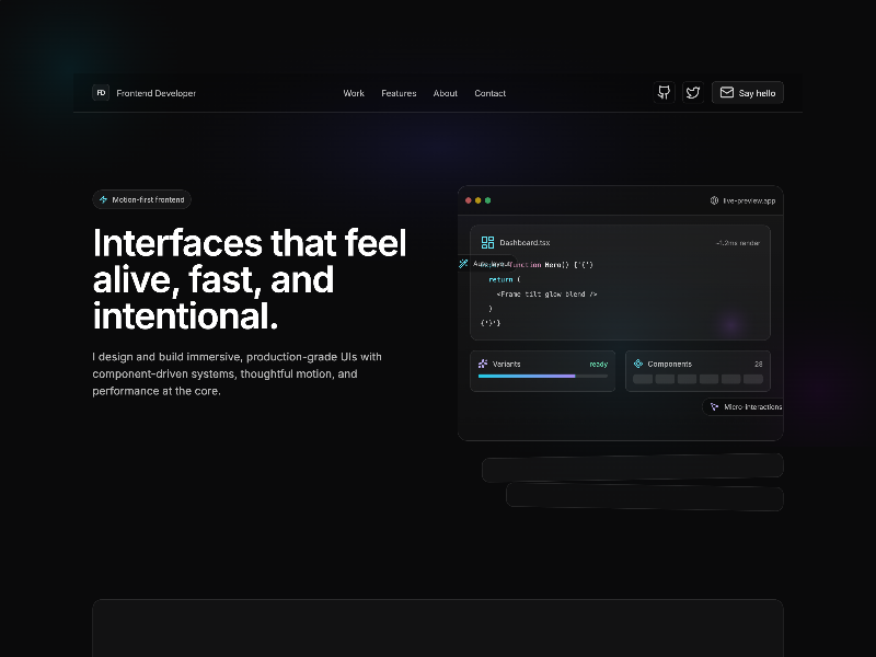 Preview for Frontend Developer Portfolio UI v3