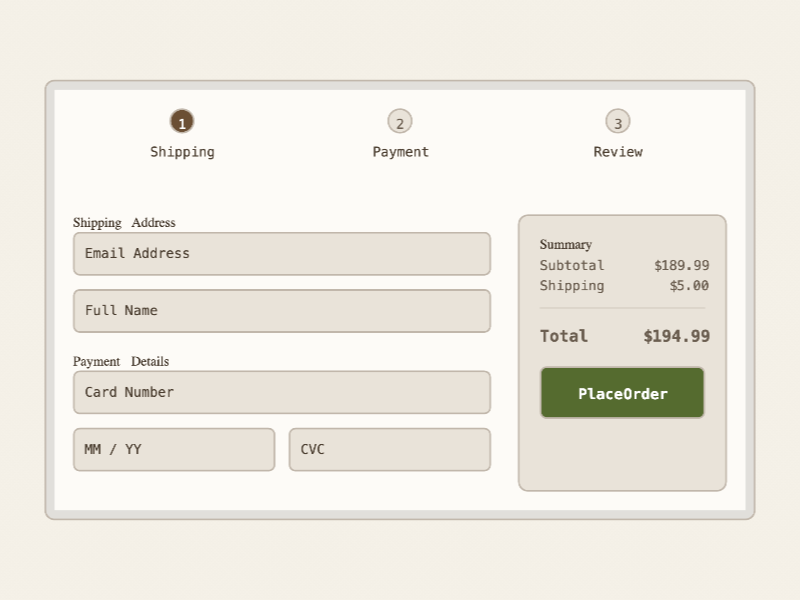 Preview for Multi-Step Checkout Form UI