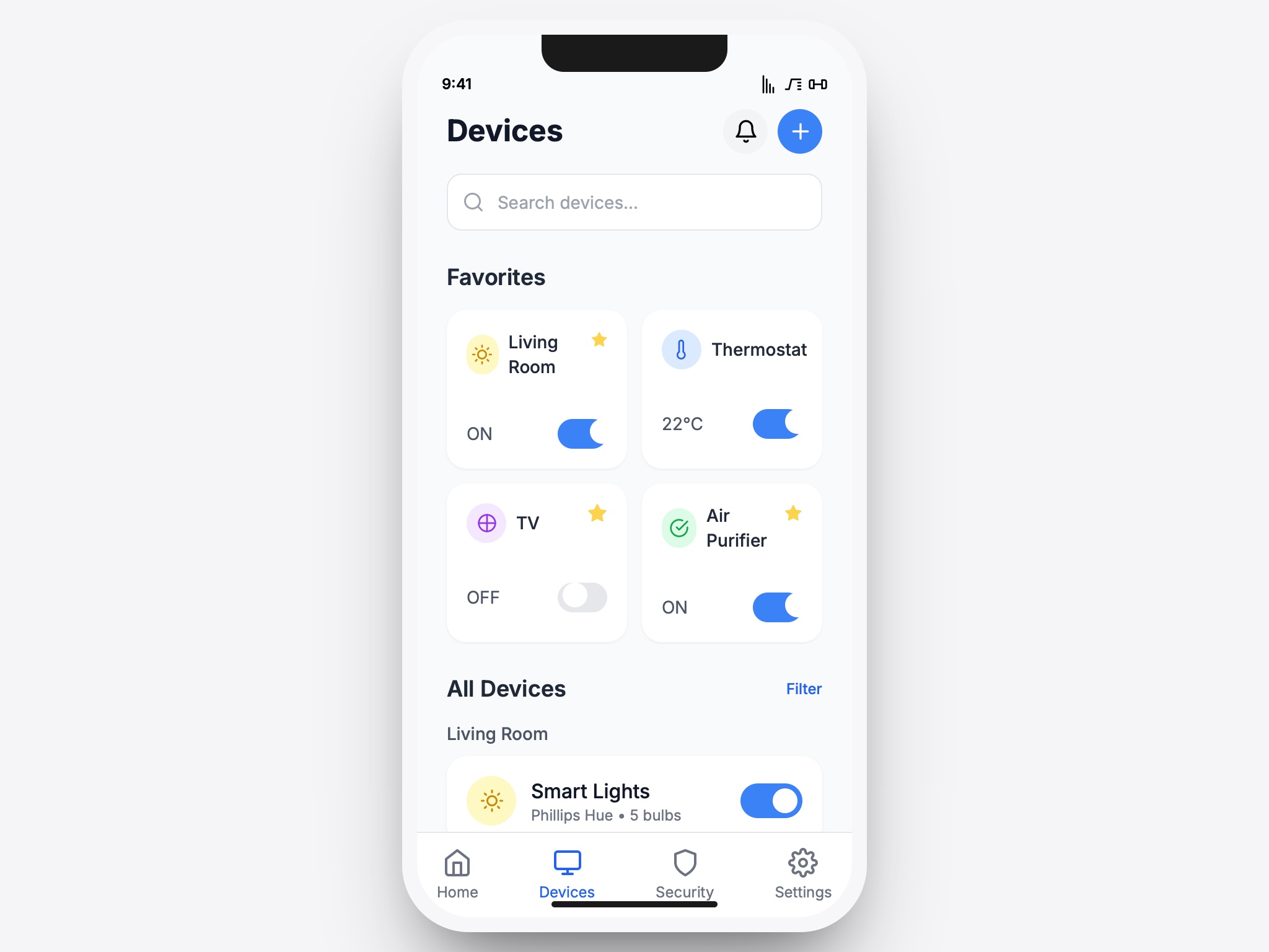 Preview for Smart Home Device Control UI