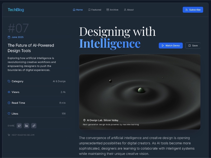 Preview for Tech Blog UI with Navigation