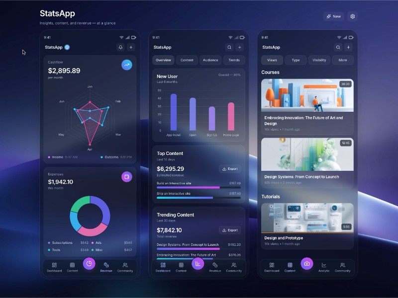 Preview for StatsApp Mobile Analytics Dashboard Template