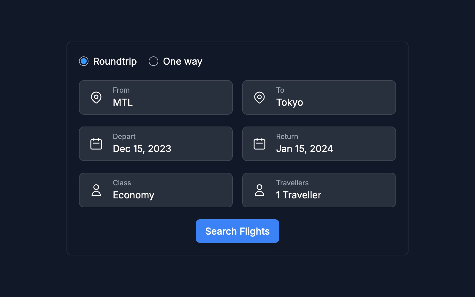 Preview for Flight Booking Interface