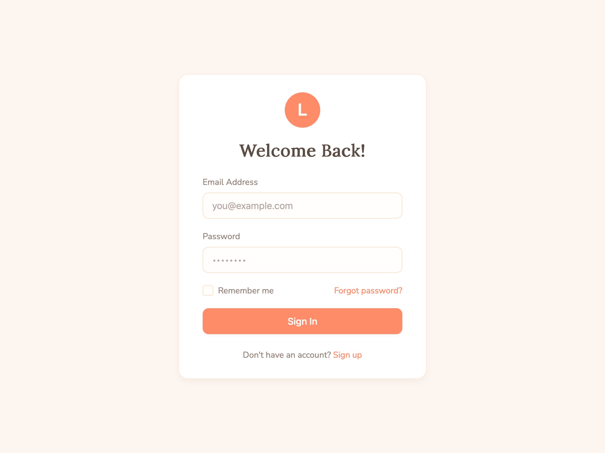 Preview for User Authentication Login Form