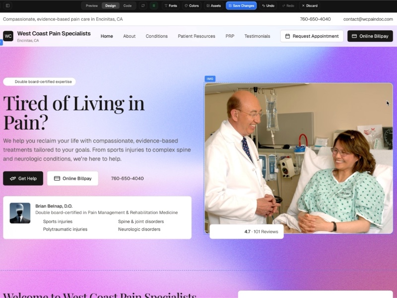 Preview for Pain Management Clinic Website UI v3